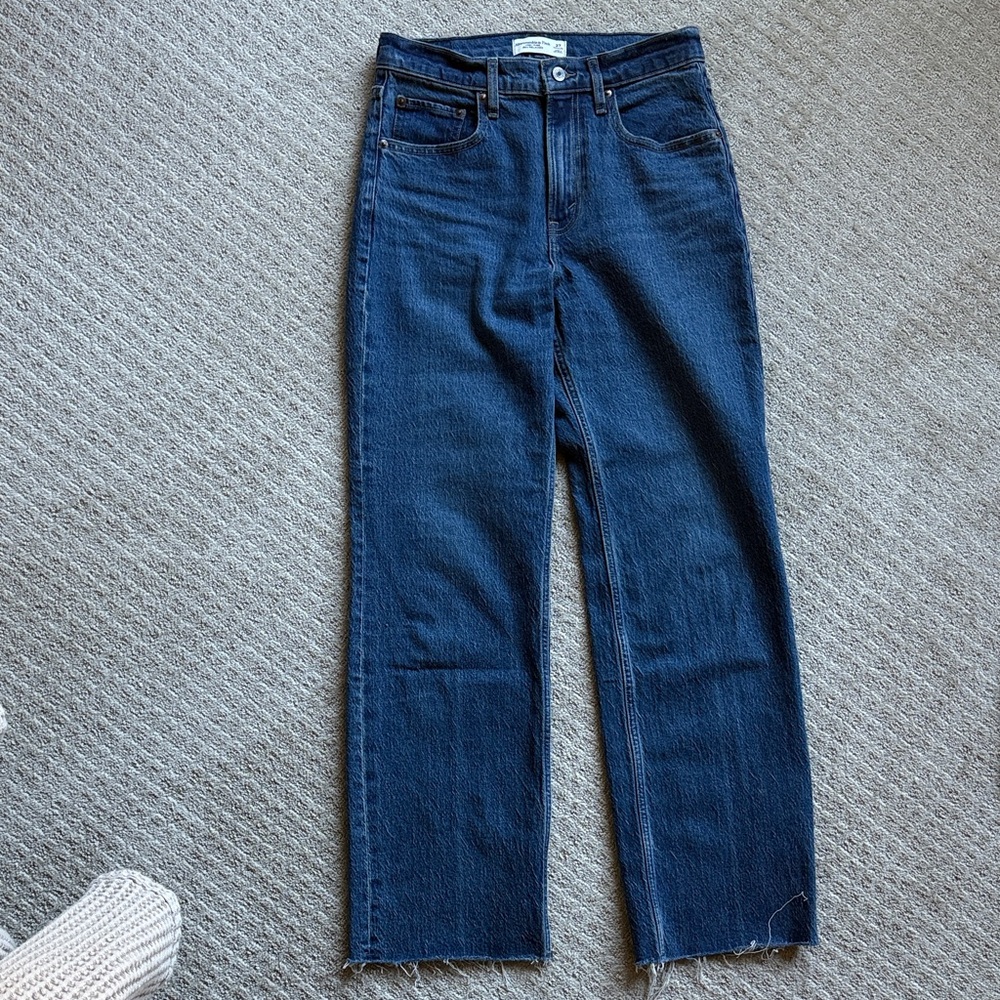 High Rise 90s Relaxed Raw Hem Abercrombie Jeans